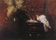 William Merritt Chase Still life and parrot oil painting reproduction